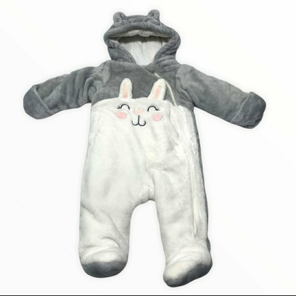 Wonder Nation Bunny Rabbit Winter Body Suit Cozy Warm Zip Front One Piece Easter